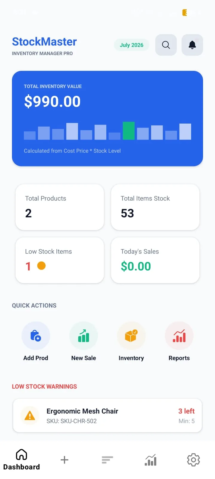 Inventory Manager Mobile App Screen