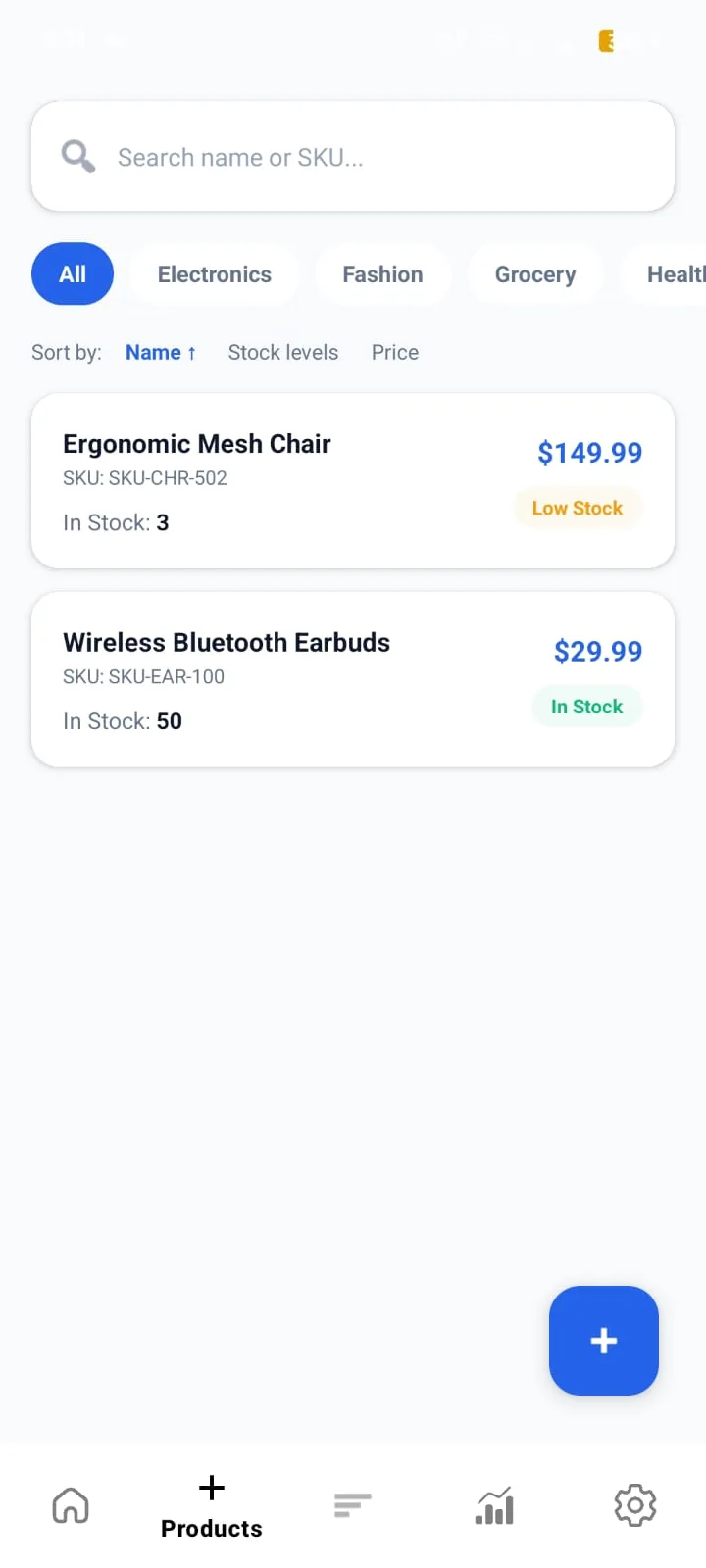 Sales Workflow Screen