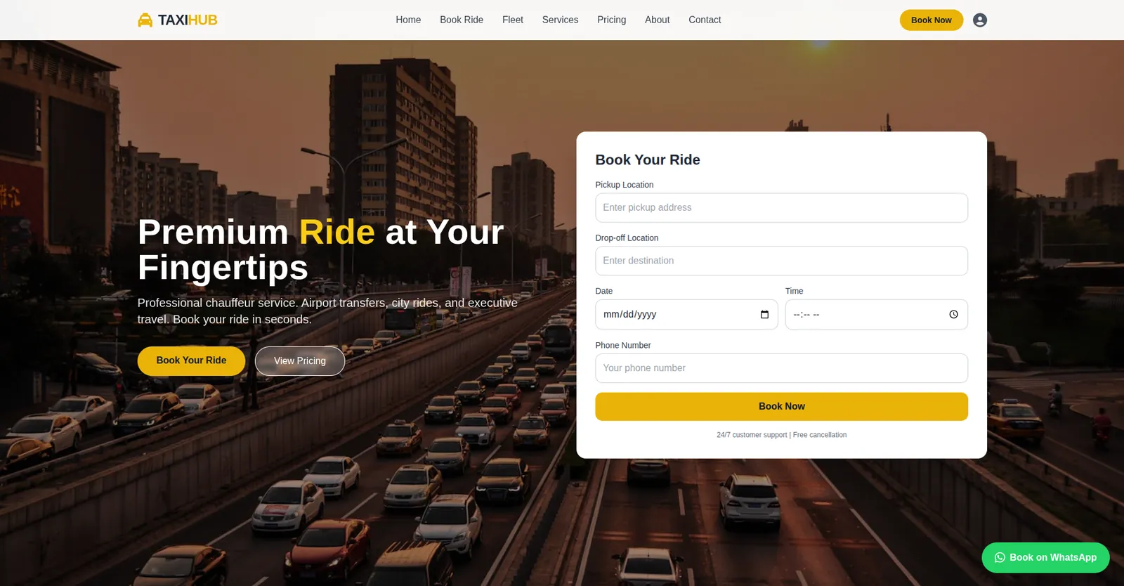 Taxi Booking App Landing Page